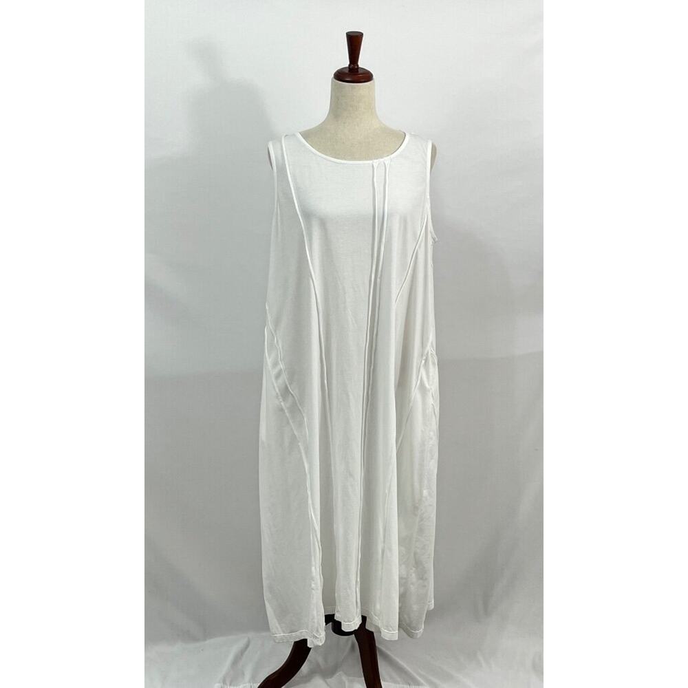 MOYURU Sz M Medium White Seamed Oversize Tank Midi Dress Cotton NWT
